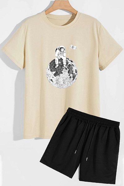 trendypassion Space Themed Shorts T-shirt Tracksuit Set