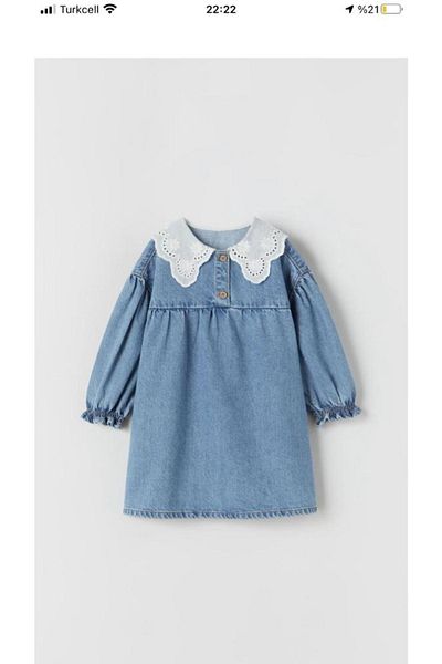 Çipil Rochie de blugi cu guler albastru