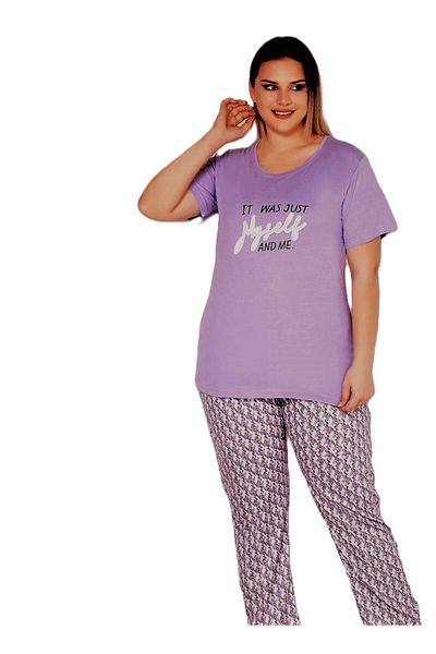Alperi Zen Purple Short Sleeve Summer Plus Size Women's Pajamas Set