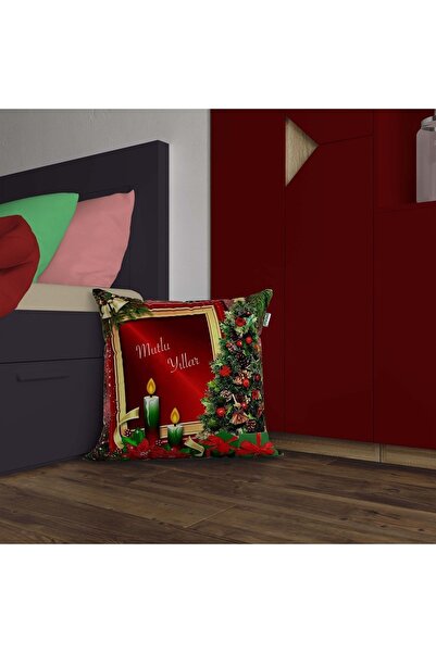 Sakallı Christmas Themed 3D Printed Decorative Throw Pillow Cover