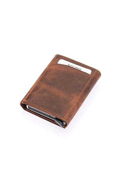 Westpolo Genuine Leather Mechanical Wallet Card Holder