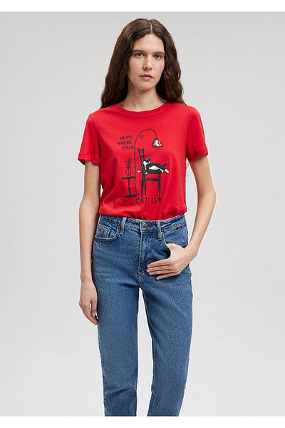 Mavi Γάτα εμπριμέ κόκκινο T-shirt Slim Fit / Slim Fit1612390-82054