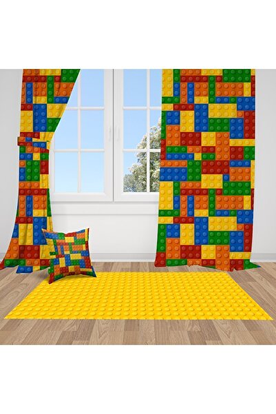 Bebemotto 3d Lego, Kırmızı, Sarı, Yeşil, Mavi, Ithal Kumaş, Çocuk Ve Genç Oda...