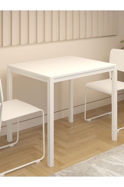 NEATS Beyaz Mutfak Masası, Yemek Masası, 72x88, Metal Ayaklı Mutfak Masası, A...