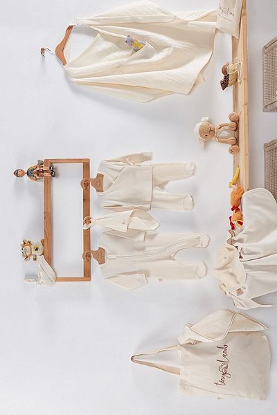 tinylamb Pure 11 Piece Raw Cotton Color Unisex Hospital Discharge Set - 100% Organic Cotton