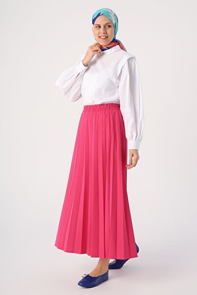 ALLDAY Fuchsia Elastic Waist Knitted Pleat Skirt