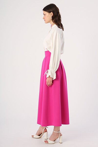 ALLDAY Fuchsia Comfortable Pleated Zipper Skirt