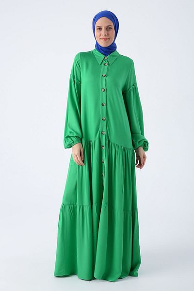 ALLDAY Fustă verde iarbă 100% viscoză și rochie cămașă cu mâneci volante