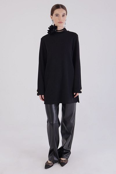 ALLDAY Black Buttoned Cuff Slit Tunic