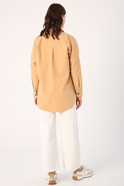 ALLDAY Bisküvi %100 Pamuk Oversize Cepli Gömlek Tunik