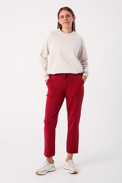 ALLDAY Dark Claret Red Double Elasticized Comfortable Knitted Trousers