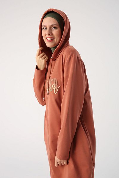 ALLDAY Ζακέτα με κεντητό φερμουάρ απλικέ Cinnamon Plus Size