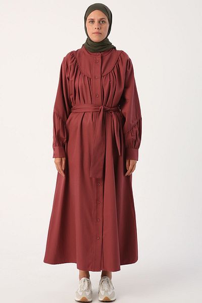 ALLDAY Cherry Blossom Belted Abaya with Gather Detail