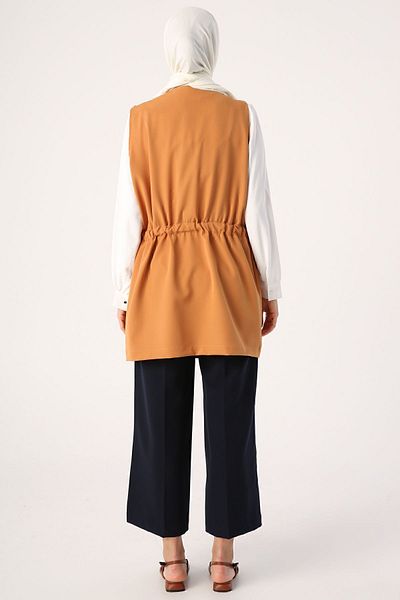 ALLDAY Mustard Belted Zipper Vest
