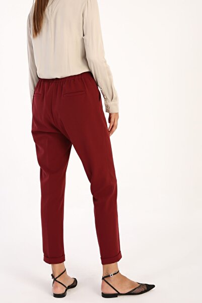 ALLDAY Claret Red Pocket Elastic Waist Trousers
