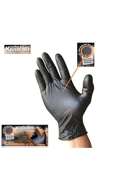 DIGERUI Master Force Siyah Nitril Muayene Eldiveni Pudrasız 50 Adet