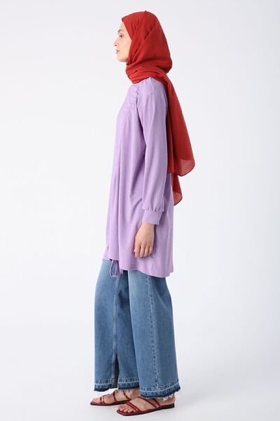 ALLDAY Lavender Gathered Tie Λεπτομερής χιτώνας Crew Neck