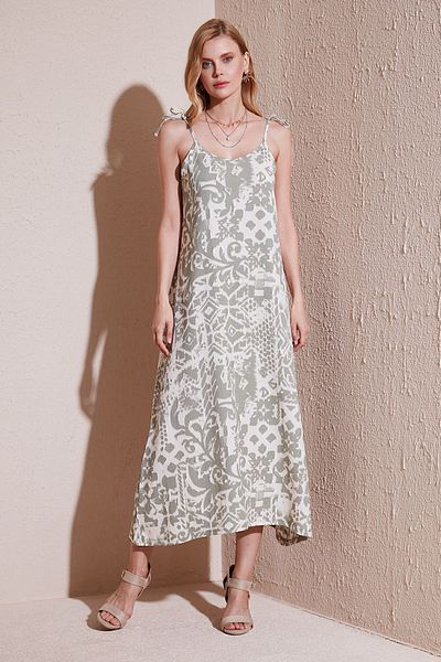 Lela Rope Strap Regular Fit Long Dress - DRESS5865732