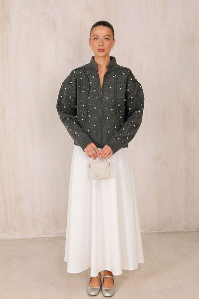 Melike Tatar ANTHRACITE 32-7007 Model Pearl Knitwear Ζακέτα