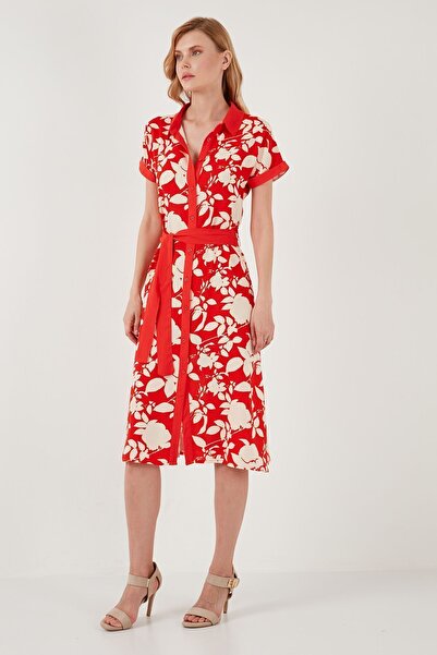 Lela Сукня міді гоммелька з поясом ELBISE 66924552S4 Regular Fit з поясом ELBISE 66924552S4