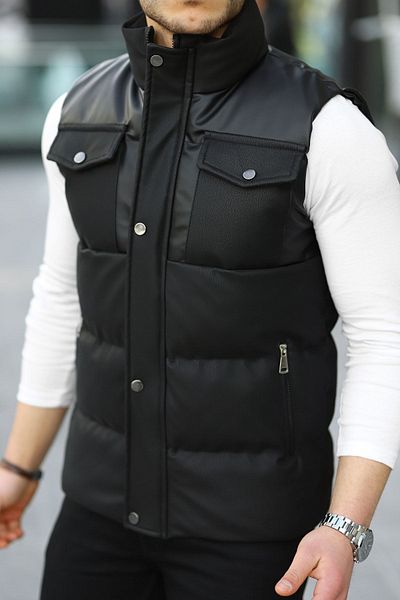 Boymen Carbon Leather Men's Filling Vest