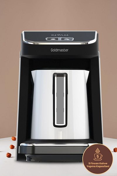 GOLDMASTER ماكينة صنع الشاي الزجاجية الألمانية مع إبريق شاي أبيض وسخان مياه بإضاءة LED ماكينة قهوة تركية من الفولاذ