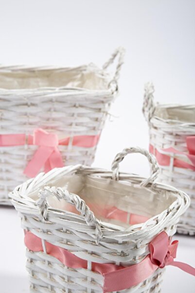 İrya White 3-Piece Wicker Basket Set