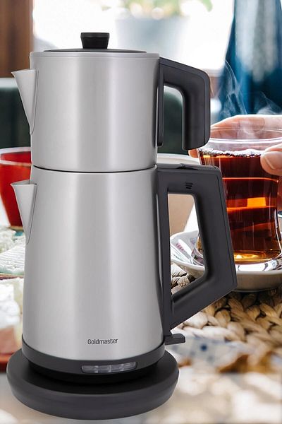 GOLDMASTER Incedem Drip-Free Mouth Steel Tea Maker And Kettle Inox