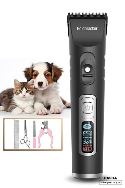 Pasha Led Ekran 10 in 1 Ayarlanabilir Şarjlı Kedi Köpek Tıraş Makinesi Evcil Hayvan Tüy Kesme Aparat