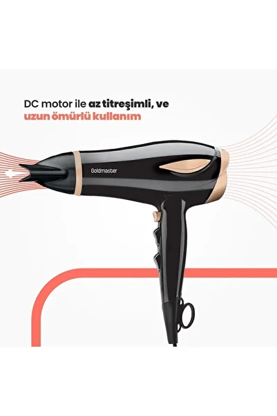 GOLDMASTER مجفف شعر Coolsmart بسرعة 2200 واط و3 مستويات لضبط الحرارة In6130