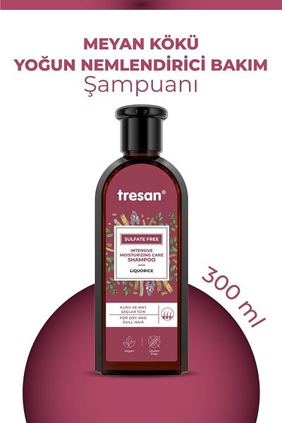 Tresan Licorice Root - Intensive Moisturizing Sulfate-Free Care Shampoo 300 ml x2 Pieces