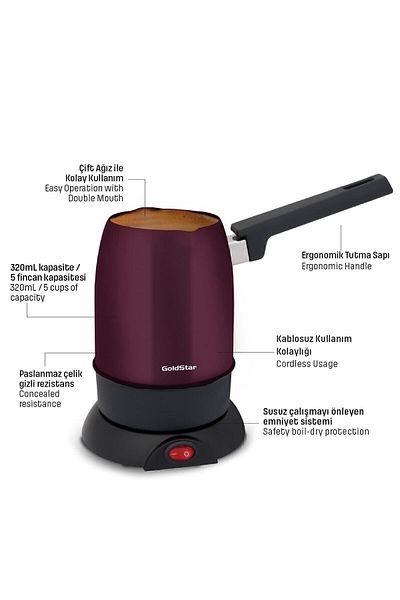 GoldStar Stainless Steel Electric Coffee Pot Matte Purple