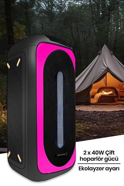 GOLDMASTER Taşınılabilir Kablosuz Bluetooth Hoparlör Led Işıklı Party Box
