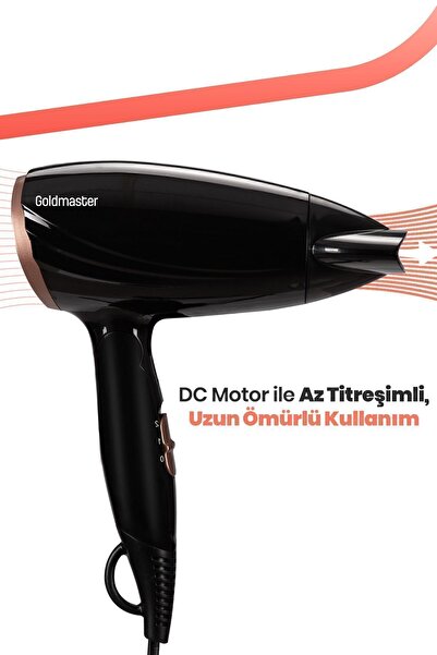 GOLDMASTER 1600 Watt Dc Motor 2 Kademeli Isı Ayarlı Katlanabilir Saç Kurutma Makinesi