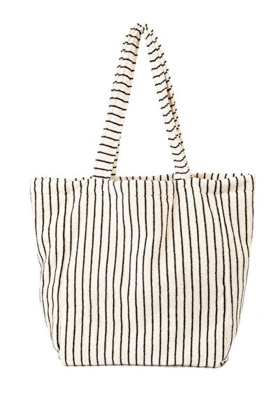 İrya Ecru in Lines Large Bag - 35X40