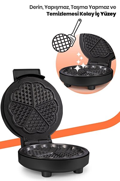 GOLDMASTER Inox Black Waffle Maker - 1000W Anti-Overflow, Deep Plate and Heat Control