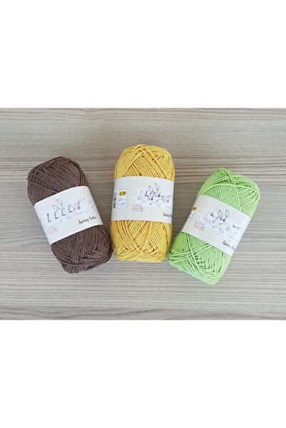 TıkTık AL Hobby Clb 3lü %100 Pamuk Punch (panç) Ve Amigurumi Ipi Seti (kahve-...