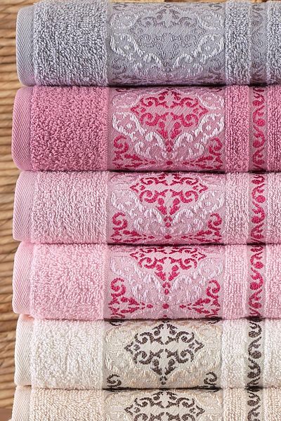 BİNNUR HOME Damask 50x90 cm 6 τμχ Αντιβακτηριδιακή πετσέτα χεριών και προσώπου |   Βαμβακερό