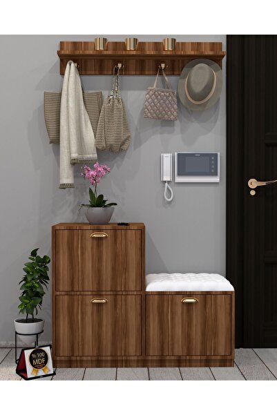 KONAK EV EŞYALARI Cardenas Portmanto,Ayakkabılık,MDF,Çok Amaçlı Dolap,Minderl...