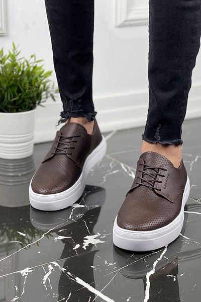 BZ Moda Rex B061 - Мъжки класически обувки с ортопедична подметка, ежедневна кожа, CBT кафяви
