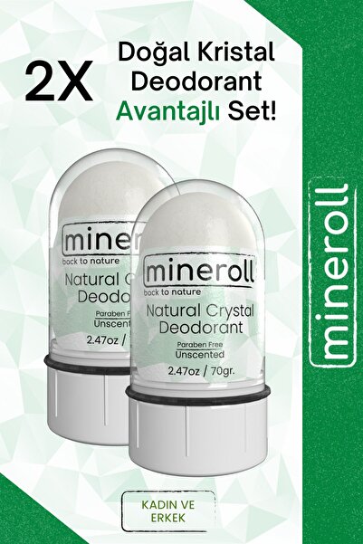 Mineroll Koltuk Altı Beyazlatıcılı Doğal Kristal Deodorant 70g 2 Adet