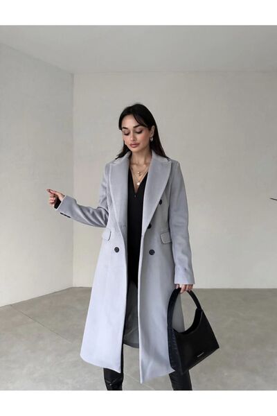 MOCCHI haină lungă de ștampilă aurie cu buzunar cu nasturi