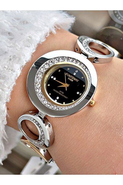 Fontenay ساعة يد نسائية باللون الذهبي والمعدني مزينة بالأحجار - Fn-1031.2tb