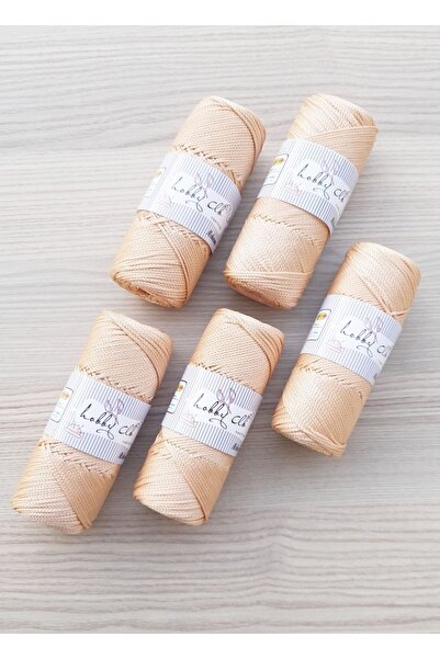 TıkTık AL 5' Li Makrome Polyester Hobi Ipi Camel Rengi 100gr X 5 Adet