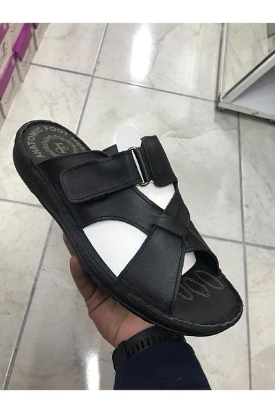 Brs شبشب بنعل ناعم تشريحي مصنوع يدويًا من الجلد الطبيعي