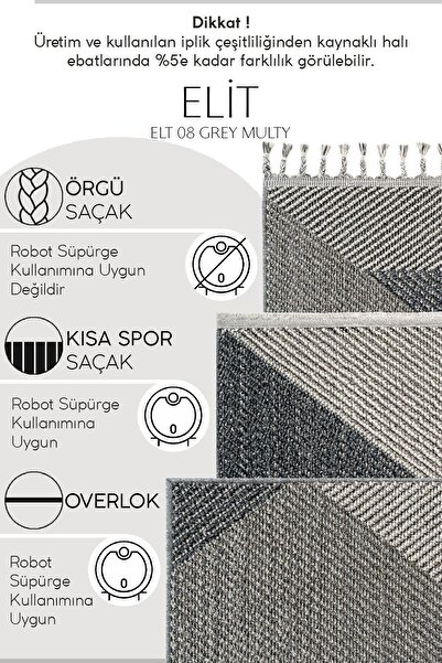 Cool Halı Elit 08 Gri Bukle Salon Halısı Modern Mutfak Halısı Geometrik Halı Yolluk Dekoratif Koridor Halısı