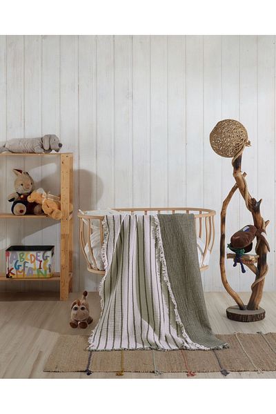 Medaillon Home Khaki 100% Cotton 4 Layer Double Sided Muslin Baby Blanket & Children's Muslin Blanket