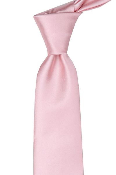 La Pescara Plain Satin Tie with Powder Color Handkerchief