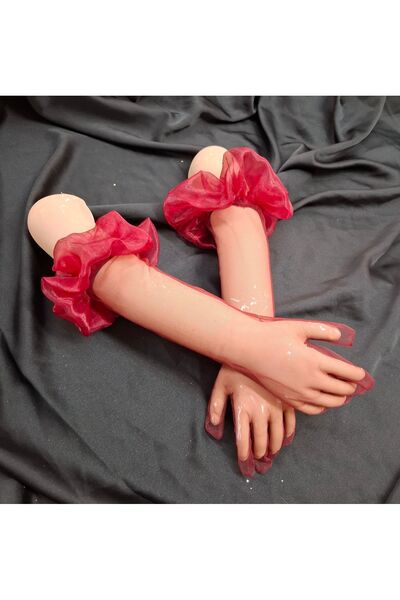 Qrsln Βουργουνδία μακριά γάντια για κορίτσι - Gemma Organza Frilly