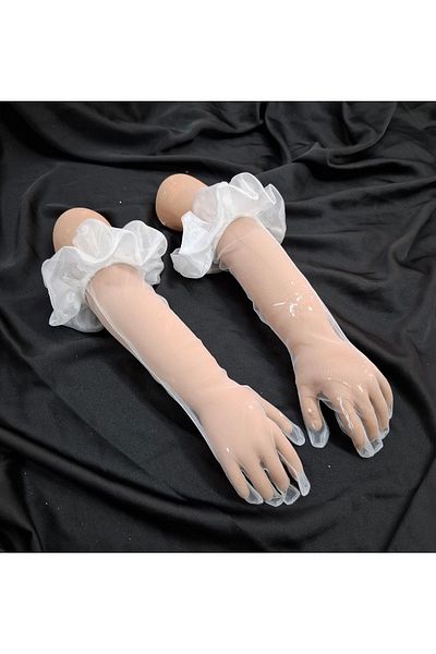 Qrsln White Gemma Organza Ruffle Long Girl's Dress